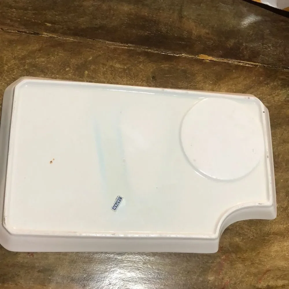Vintage Ceramic‎ Tray with Floral Design Accent Unique Shape Decorative